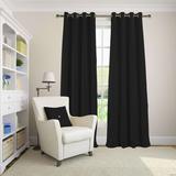 Aquazolax Blackout Drapery Solid Curtain Panels, 52 x 95 Inch, Black, Set of 2